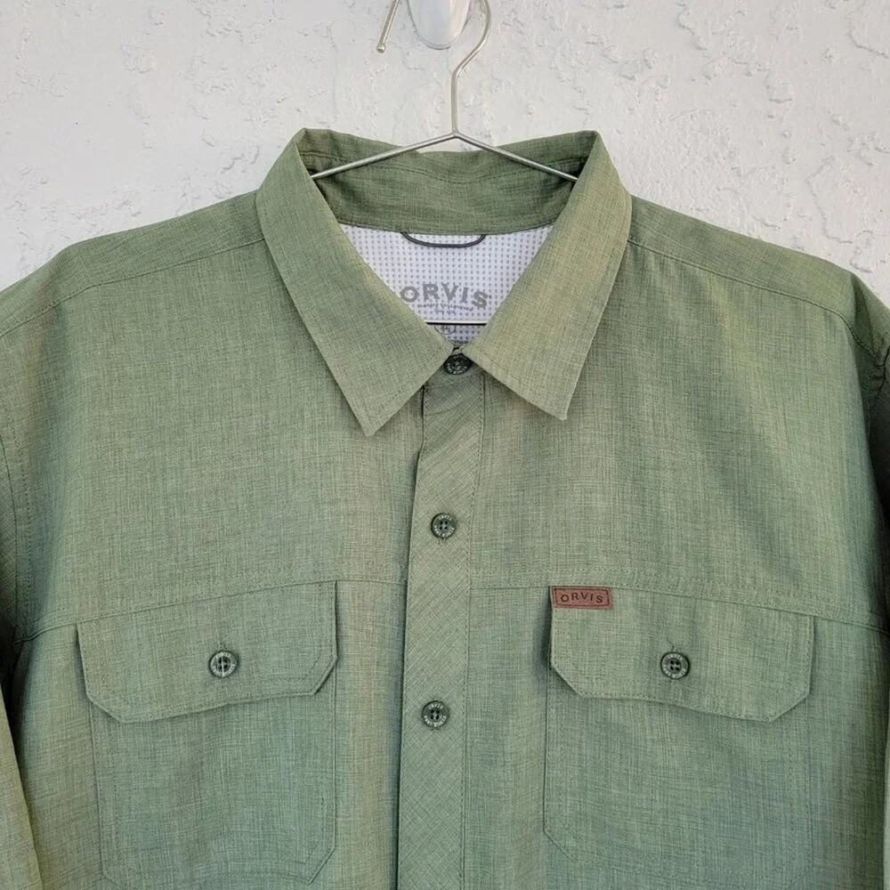 Orvis Classic Collection Short Sleeve Button Down Shirt Mens Size XL Green - Picture 2 of 11